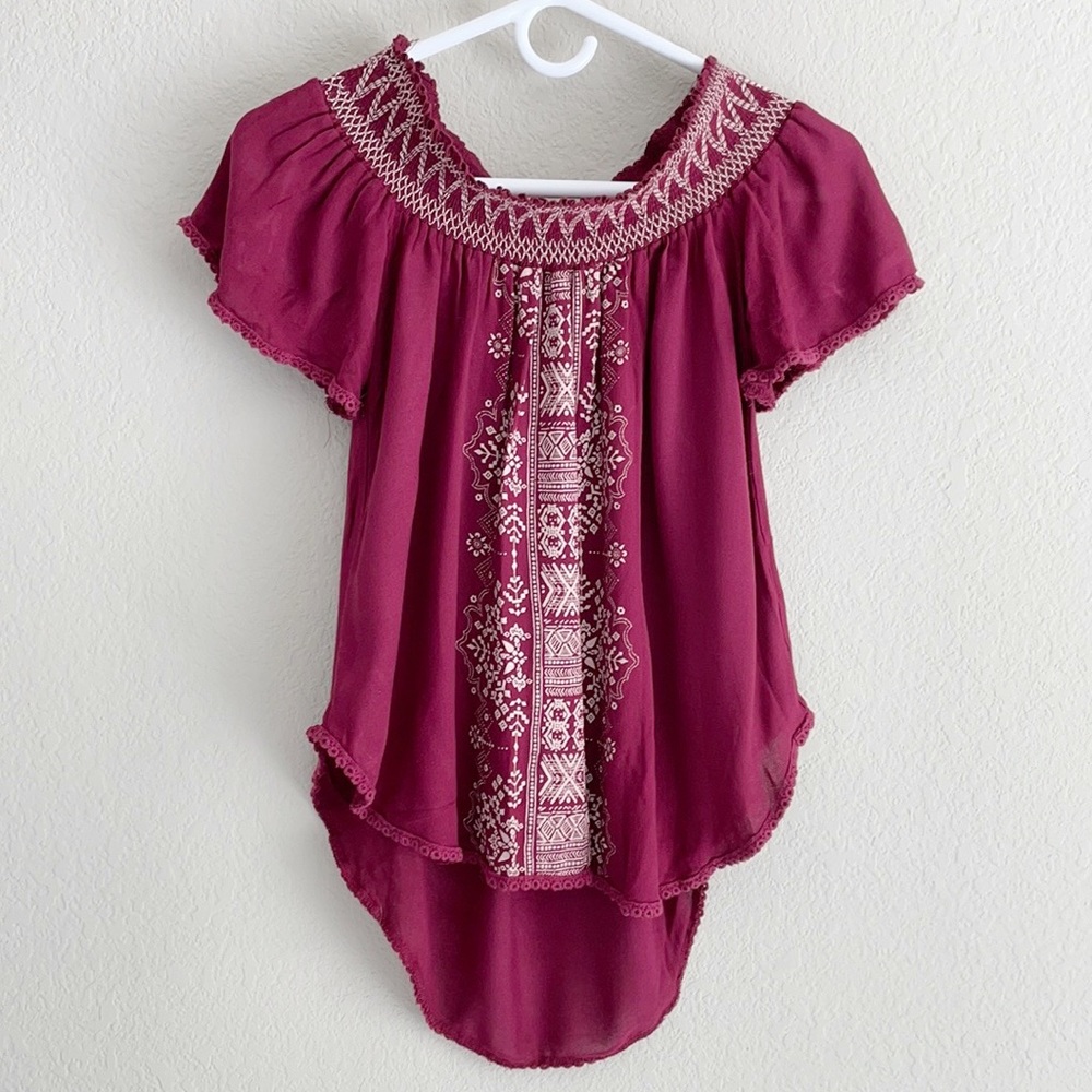 Altar’d State Maroon Embroidered Top